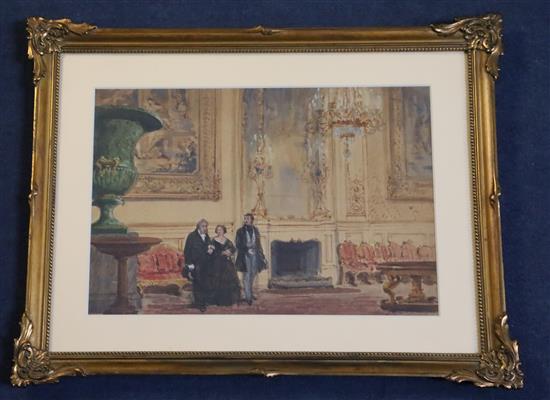 George Cattermole (1800-1868) Queen Victoria, the Prince Consort and the Prime Minister at Windsor Castle 8.5 x 12.5in.
